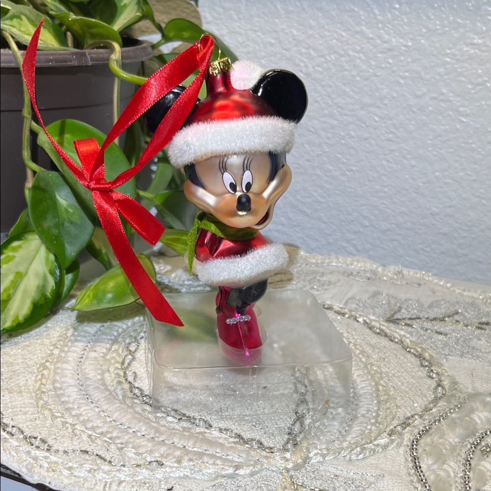 Disney Minnie Mouse Red and White Blown Glass Holiday Ornament - Picture 4 of 9